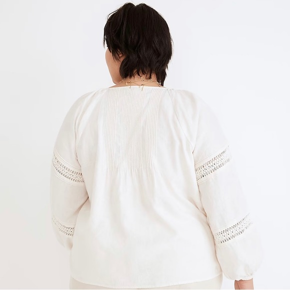 ✨SOLD✨ Madewell Plus Linen-Blend Pintuck Peasant Top, 2X - Picture 4 of 8
